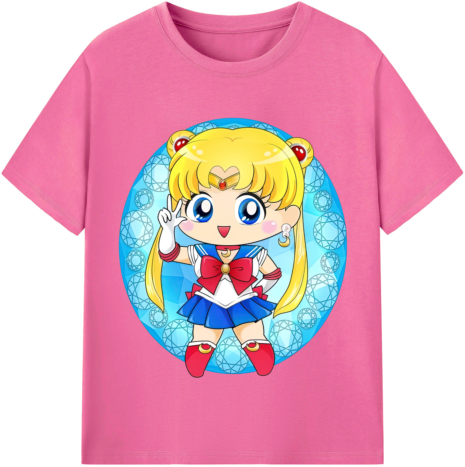 （画像用） 美少女戦士セーラームーン 月野 うさぎ つきの うさぎ Sailor Moon Tsukino Usagi レディースカジュアルプリントTシャツ（綿100％）